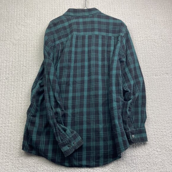 Faded Glory Green / Blue Plaid Flannel Long Sleeve Button Up Mens L Outdoor - Picture 11 of 14